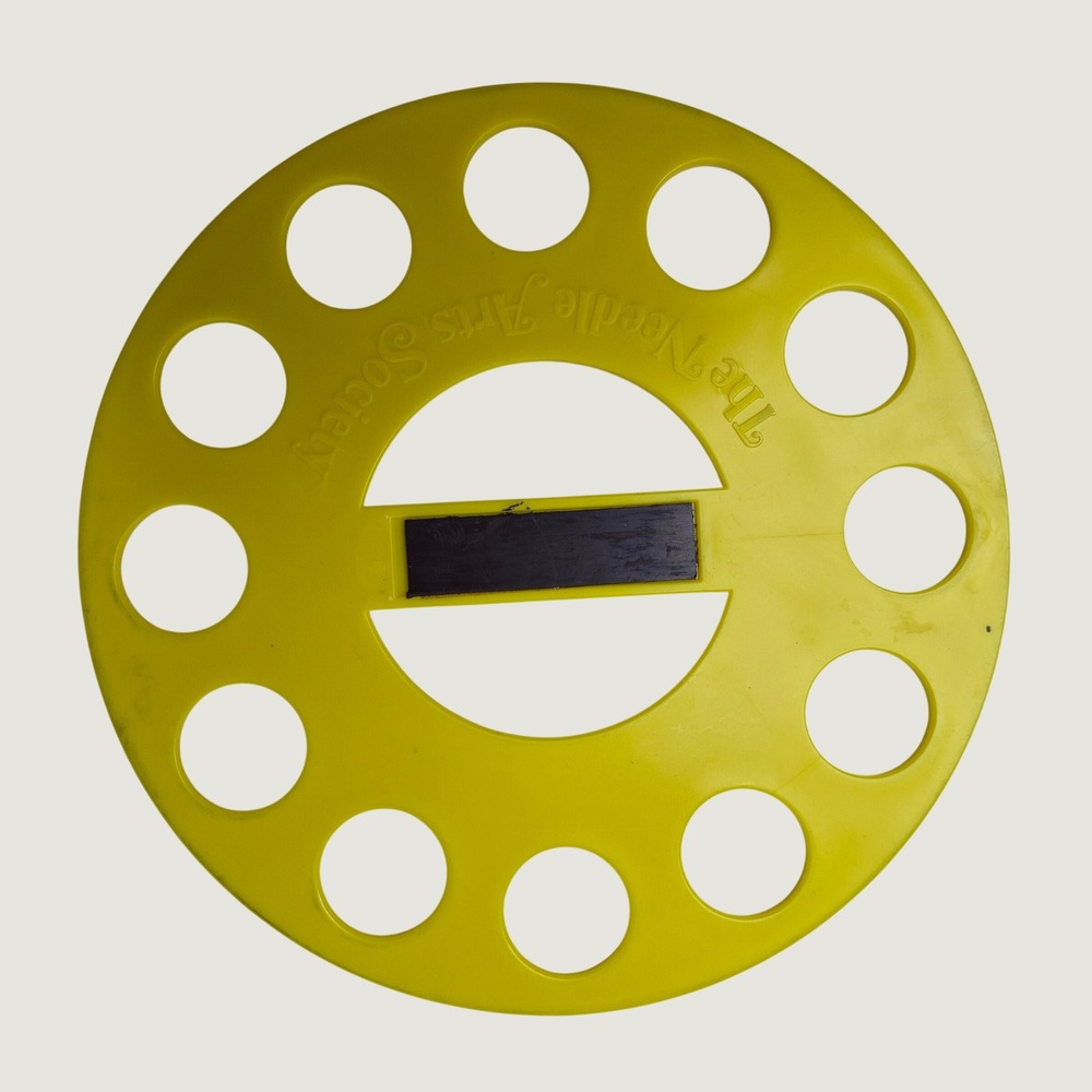 The Needle Arts Society Floss Organizer 9" Yellow Plastic Magnetic Retro
